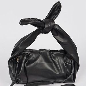 LAST ONE! Black Vegan Leather Top Knot Shoulder Bag